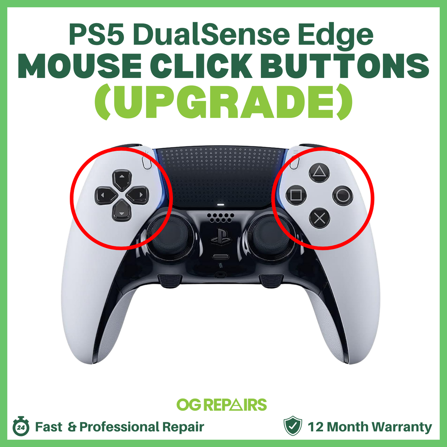 PS5 DualSense Edge Controller Mouse Click Button Upgrade – (D-Pad & Action Buttons)
