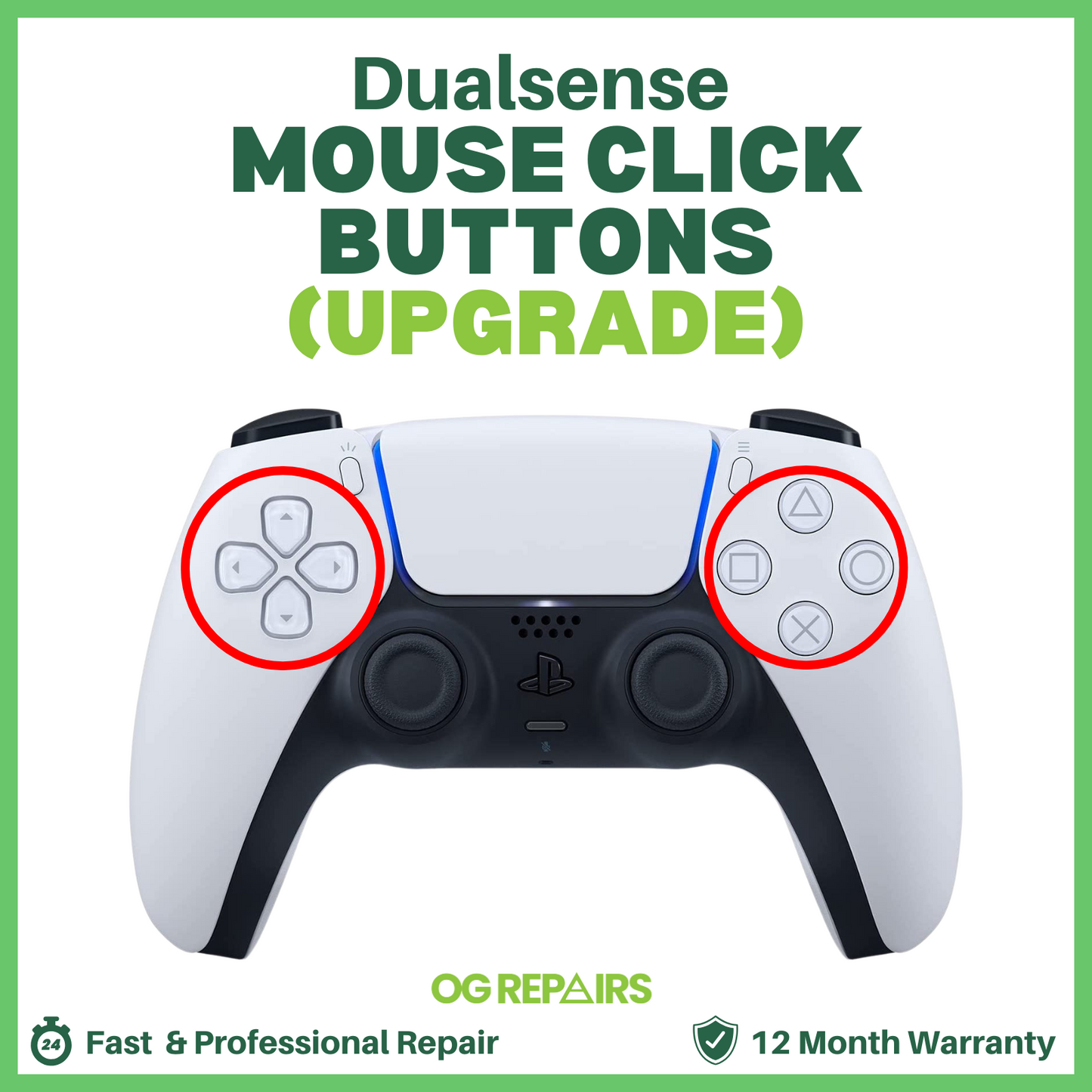 PS5 DualSense Controller Mouse Click Button Upgrade – (D-Pad & Action Buttons)