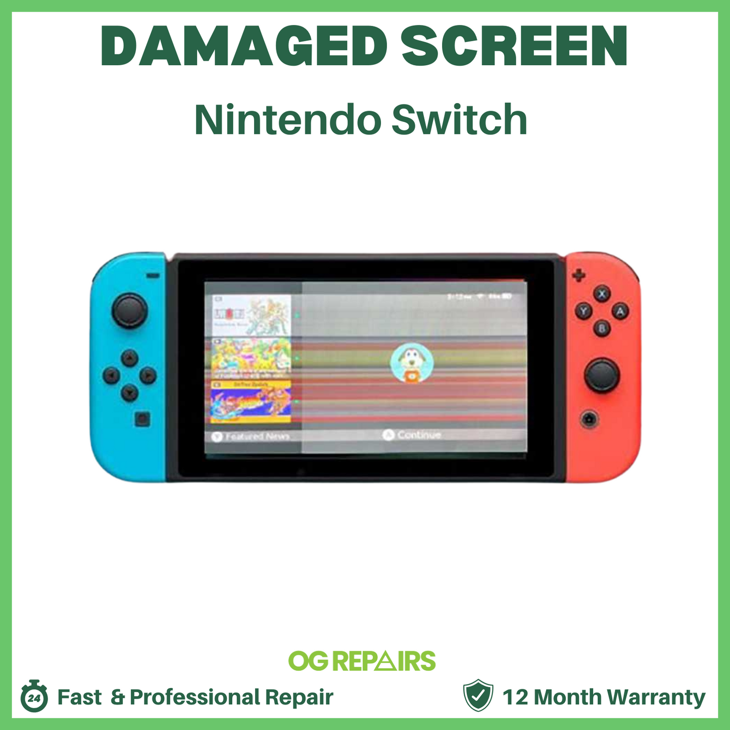 Nintendo Switch Damaged Screen Repair (LCD + Digitizer Replacement)