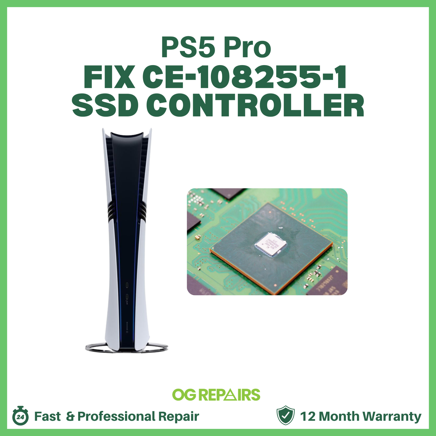 PlayStation 5 PS5 Pro SSD Controller Repair – Fix CE-108255-1