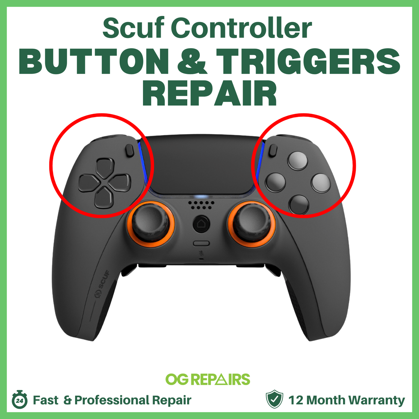 SCUF Reflex PS5 Controller Button & Trigger Repair | Fix Sticky, Unresponsive, or Faulty Inputs