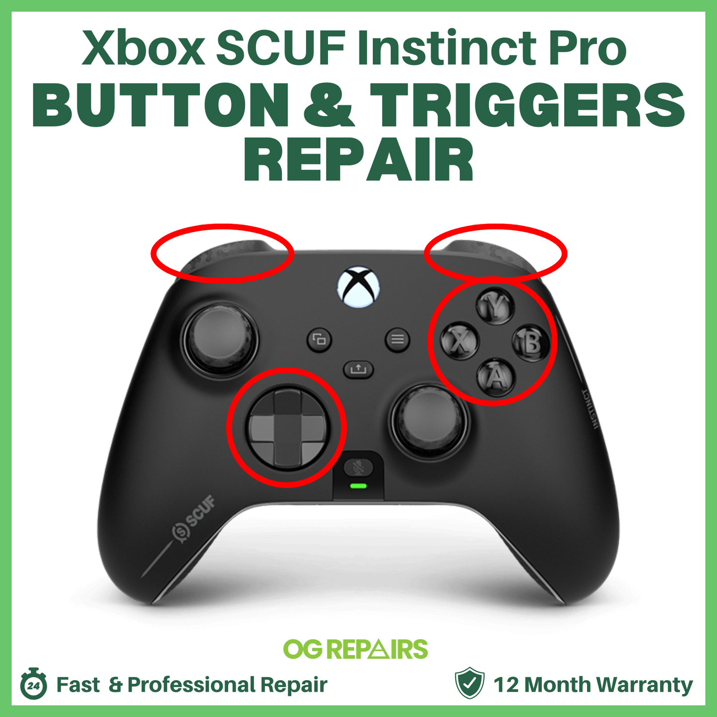 Xbox SCUF Instinct Pro Controller Button & Trigger Repair | Fix Sticky, Unresponsive, or Faulty Inputs