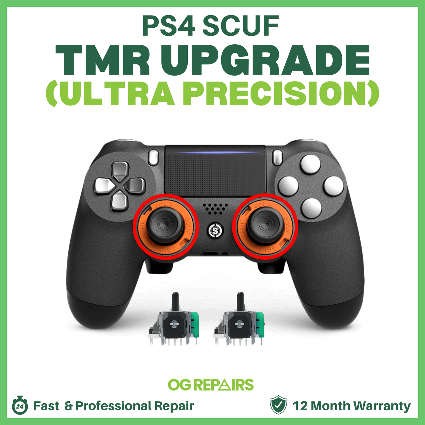 PS4 SCUF Impact & Infinity4PS Controller TMR Electromagnetic Analog Stick Drift Fix & Upgrade (Ultra Precision)