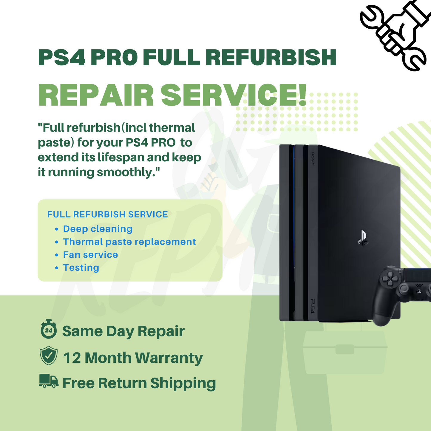 PlayStation 4 Pro PS4 Recondition Repair Service - Fix Overheating