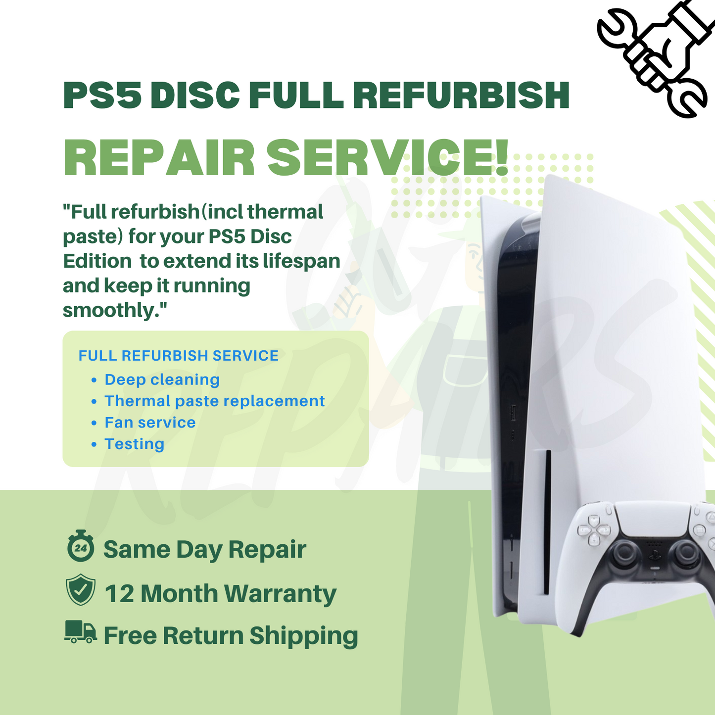 PlayStation 5 Disc PS5 Recondition Repair Service - Fix Overheating