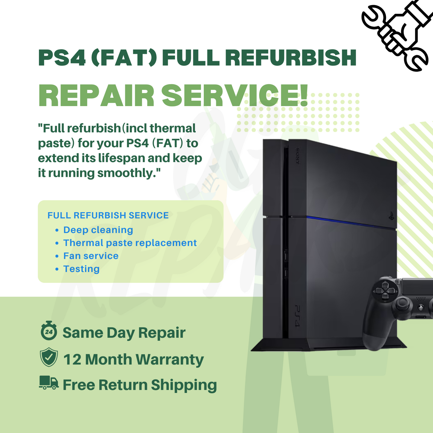 PlayStation 4 PS4 Recondition Repair Service - Fix Overheating