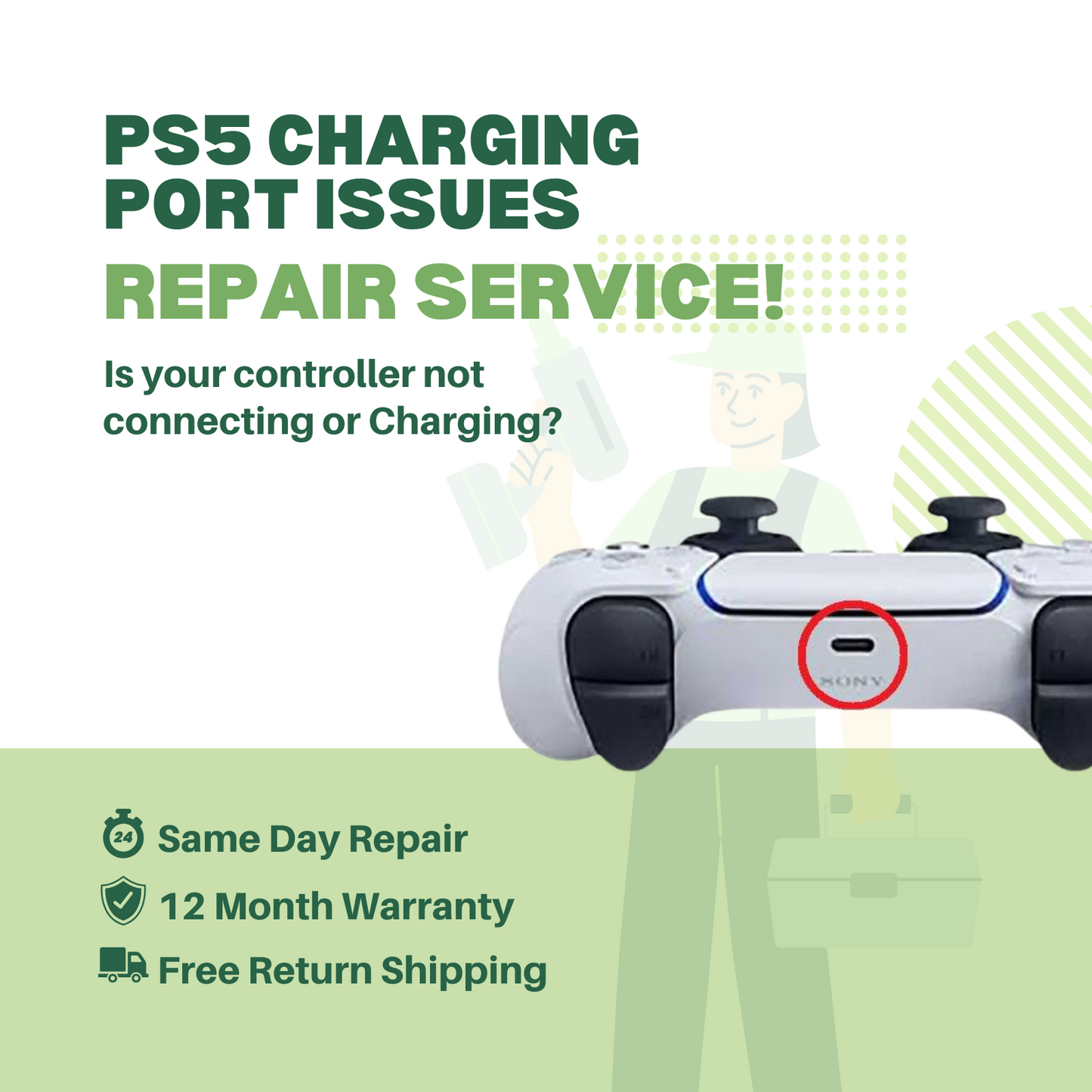 PlayStation 5 PS5 Controller - Charging Port Repair